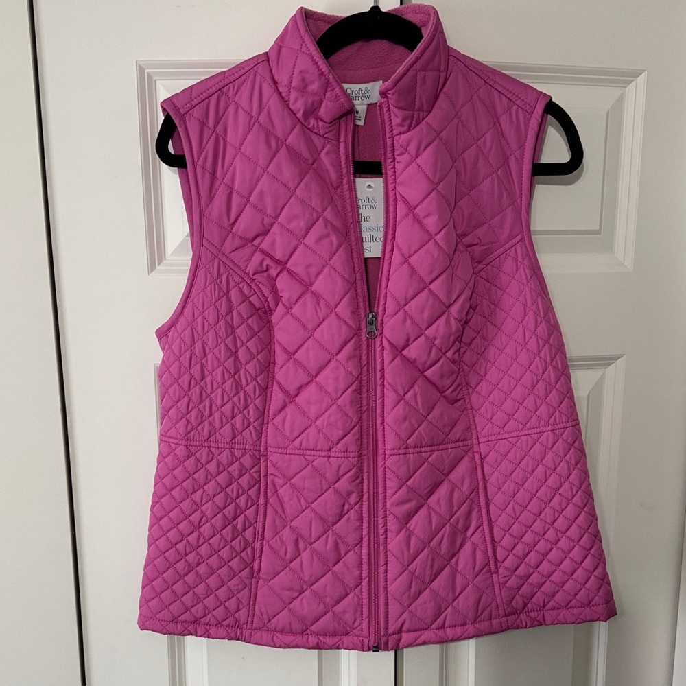 croft & barrow Girls' Hot Pink Quilted Vest